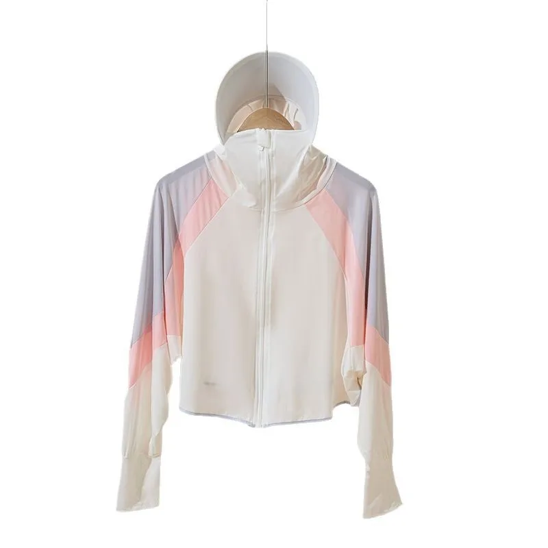 Летняя солнцезащитная одежда, ультратонкая дышащая солнцезащитная одежда, женская защита от ультрафиолета, большой размер с капюшоном из ледяного шелка, cl