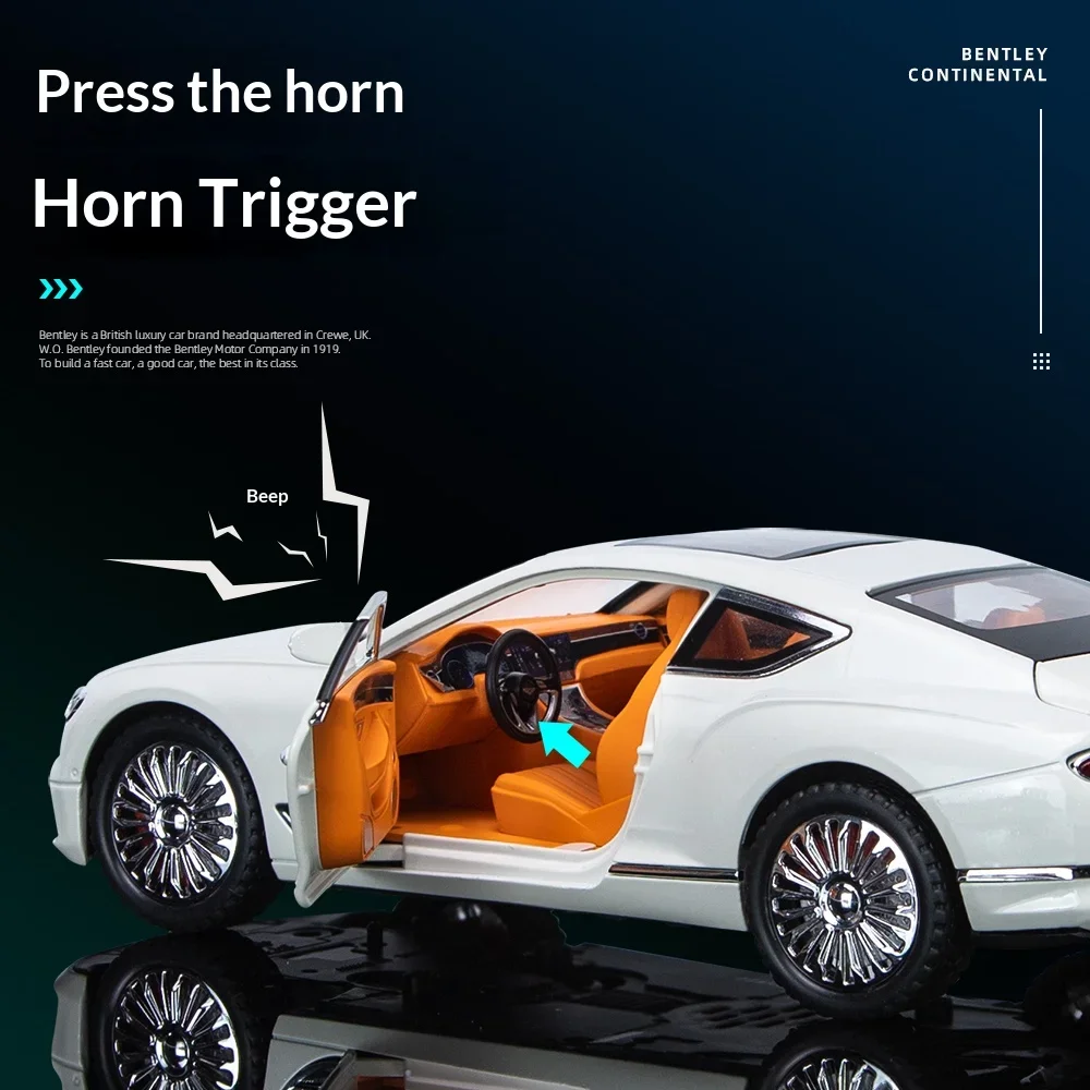 1:24 콘티넨탈 GT 모델카 합금 다이캐스트 장난감 자동차 수집용 풀백 장난감 차량 (블랙)