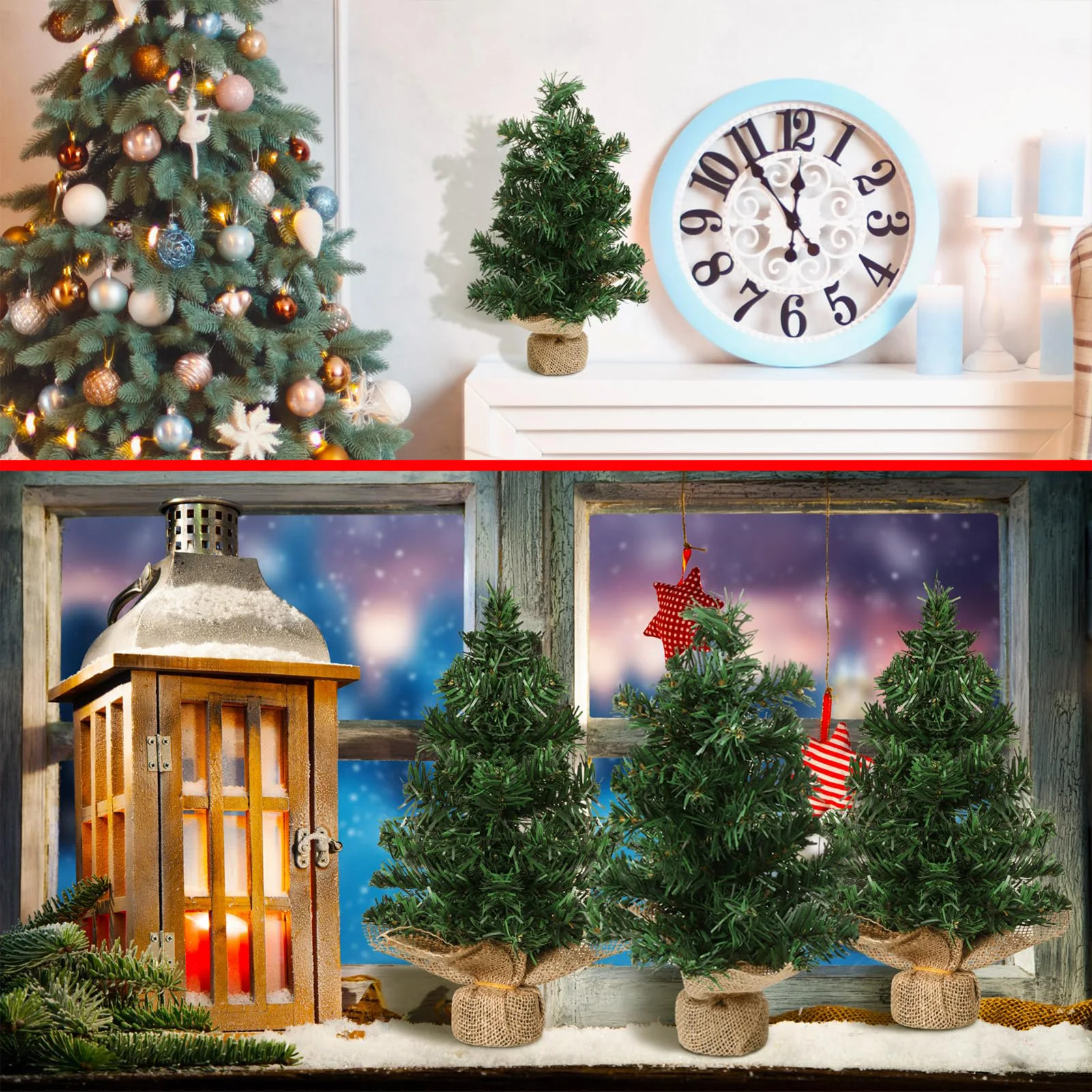 20cm Mini Artificial Christmas Tree Desktop Fake Pine DIY Small Desktop Decorative Holiday Party Xmas Tree Ornaments