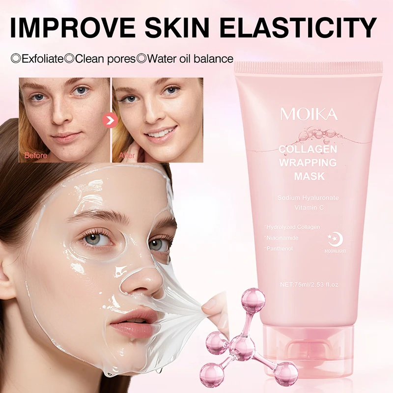 1Pc MOIKA Overnight Collagen Wrapping Mask Nighttime Moisturizing Magic For A Fresh Plump Complexion Peel-Off Mask.