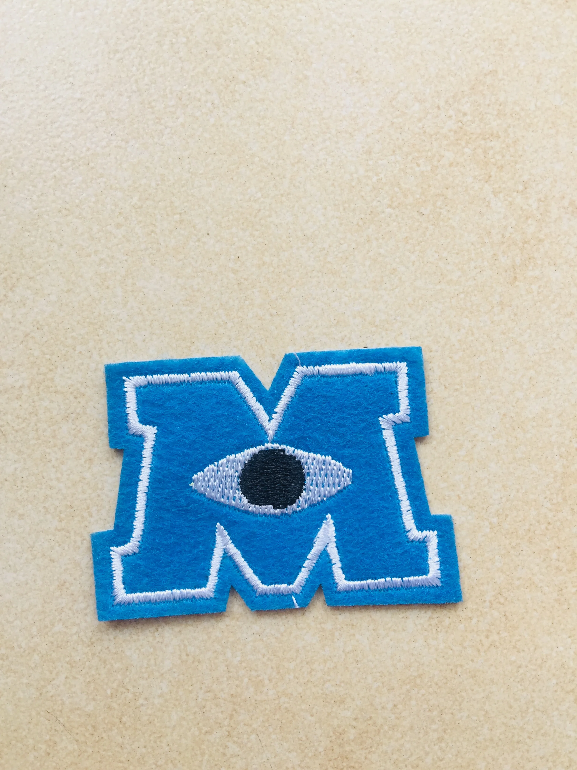 100x Embroidery Blue M eye biker hippie boho retro fun applique iron on patch (≈ 6.1*4.1 cm)