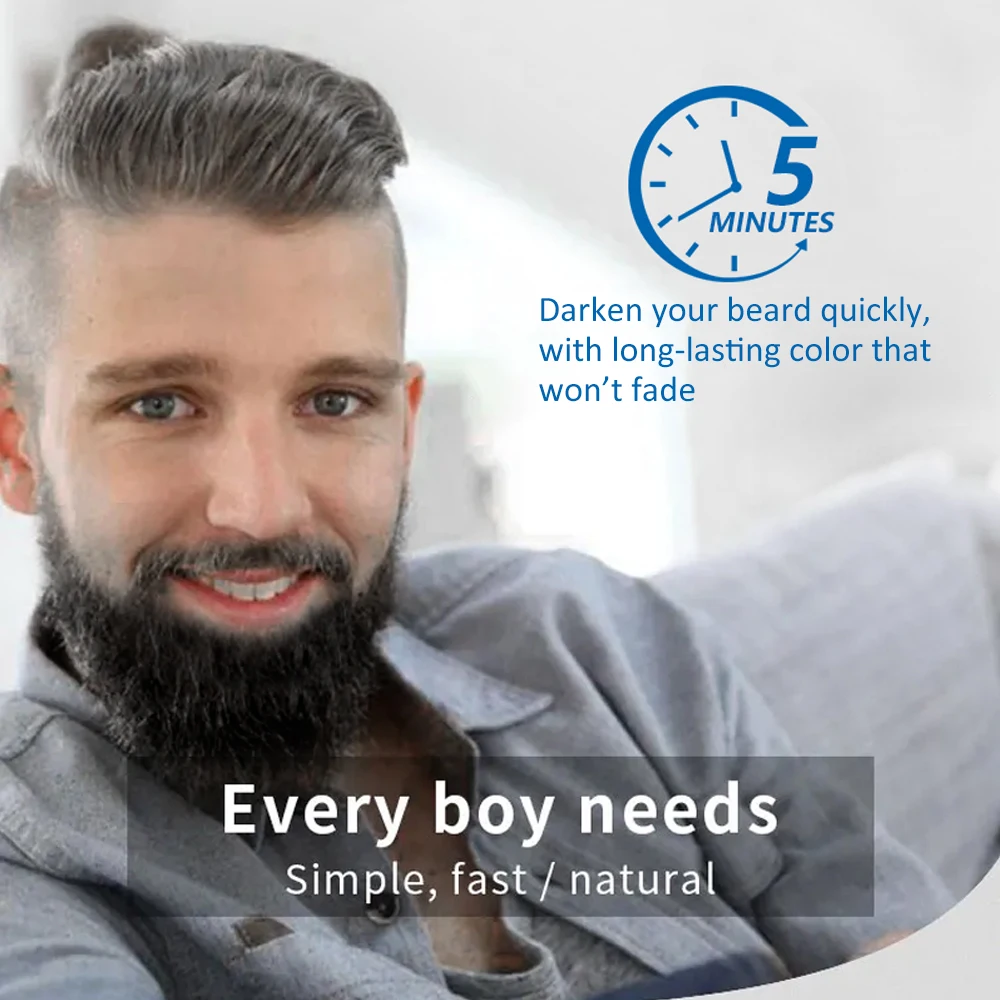 Natural Men\'s Beard Dye Cream Portable Fast Coloring Black Hair Dye Shampoo Cover White Grey Beard Care Tint Cream With Comb