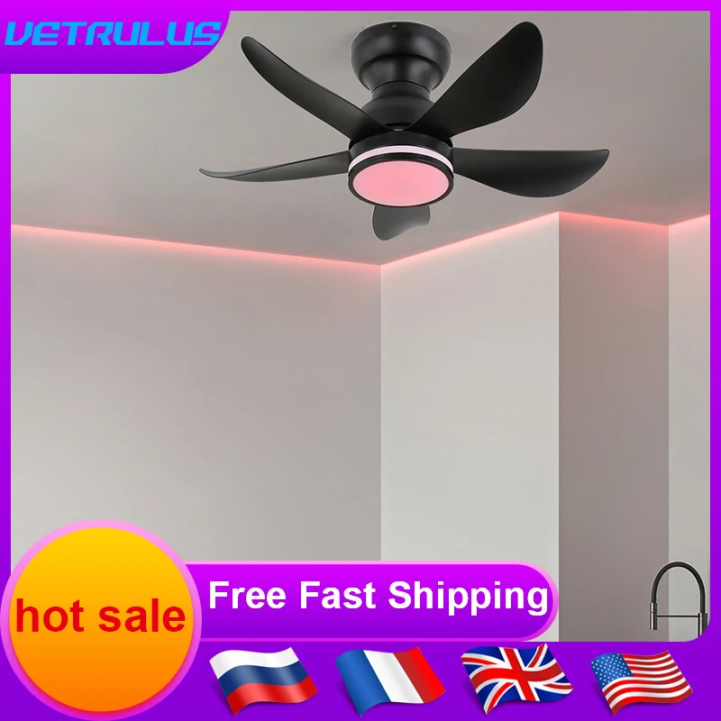 Modern Ceiling Fan Lamp RGB Led Fan Light RC Dimming Pendant Light Fandelier Ventilator Chandelier Living Dining Room Fixture