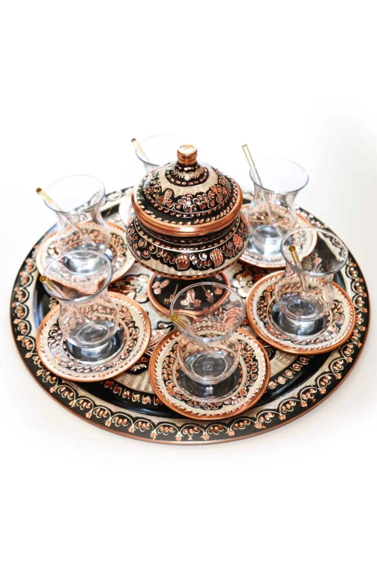 

DOLBOVI Classic Tea Set 6 Personality-Copper Hand Processing Erzincan English Tea Glass Cup