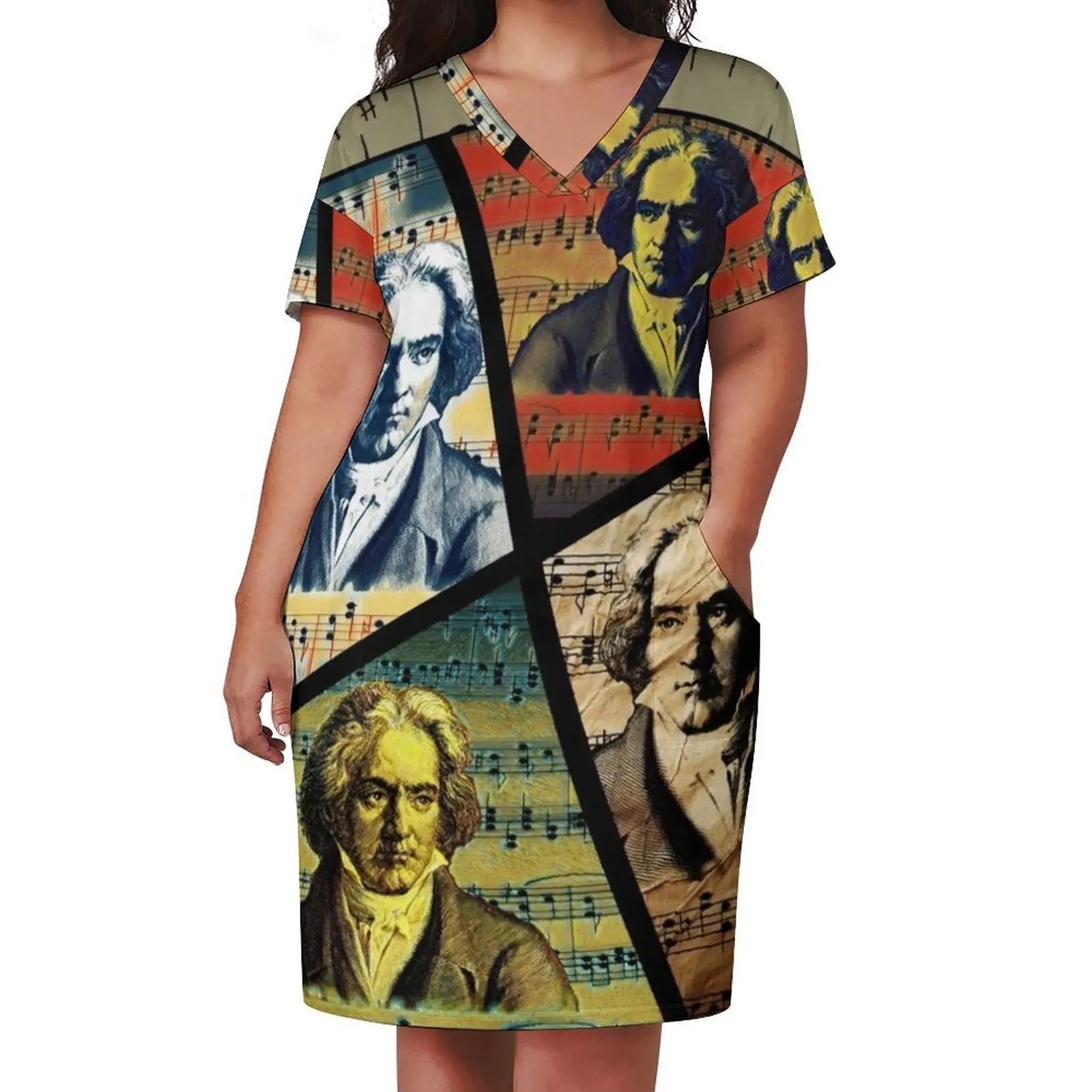 Ludwig Van Beethoven Painting Collage Loose Pocket Dress summer woman dress 2025 dresses for womens Dresses for wedding party