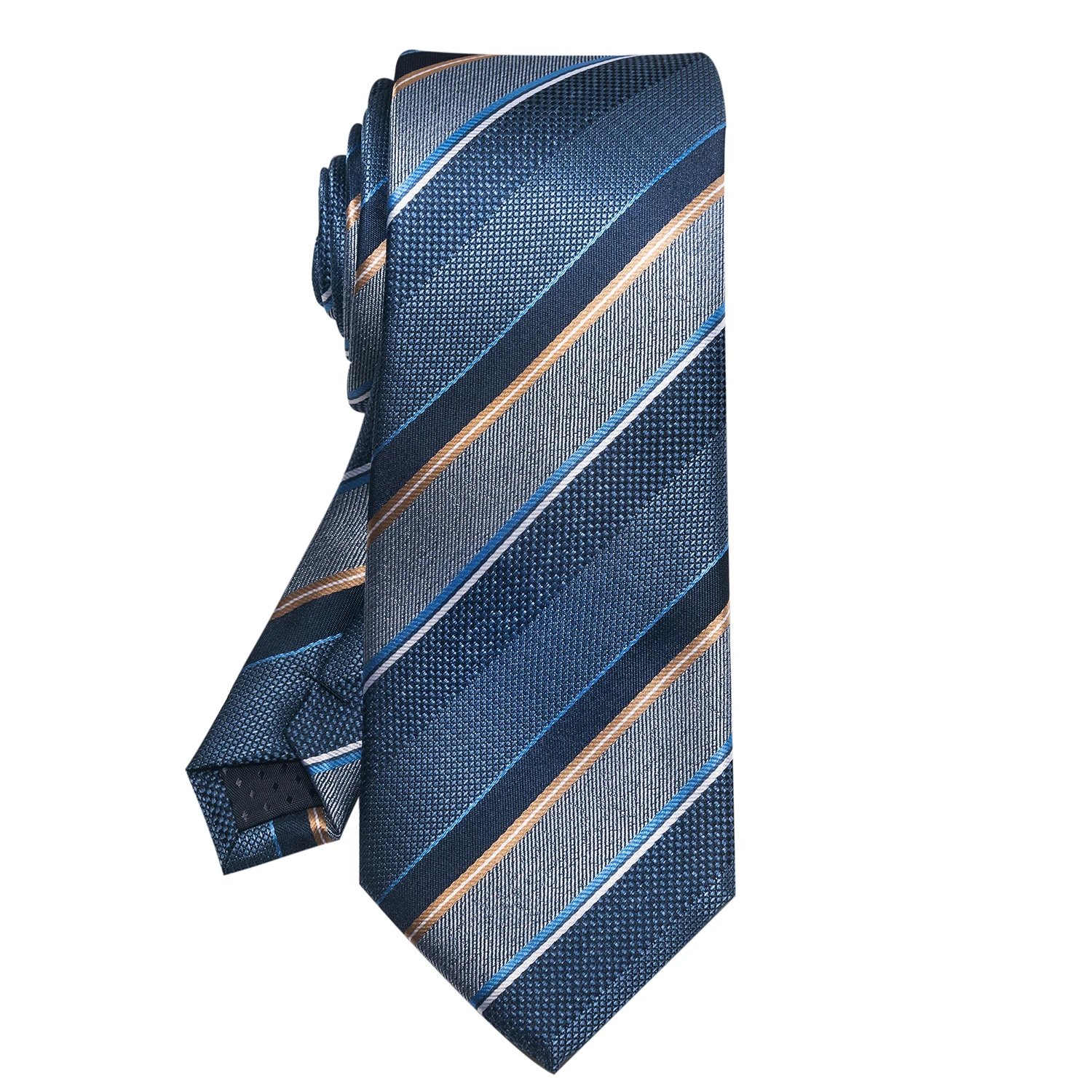 100% Silk Brand Striped Blue Tie Men 2023 New Design 8 cm Silk Woven Necktie Men's Gravatas Suit Accessories Fit Group