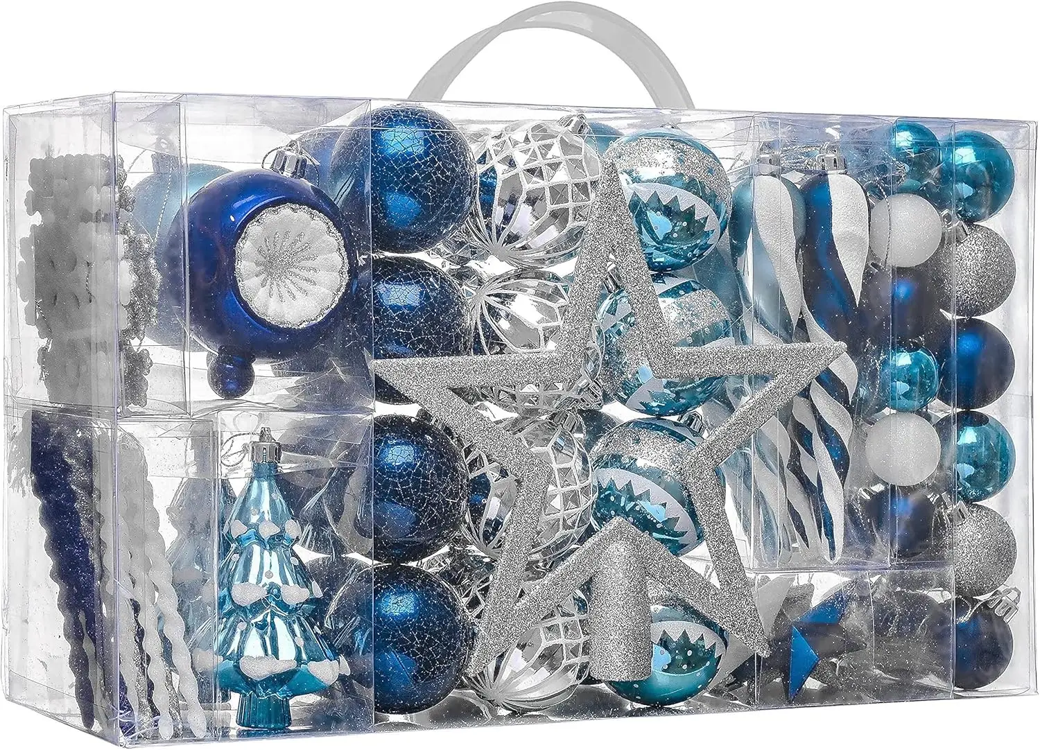 

Набор небьющихся рождественских украшений темно-синего и серебряного цвета 100 карат, зимний декор в стране чудес для рождественских елок