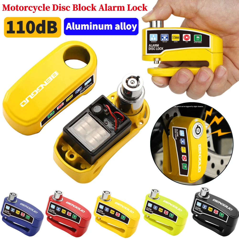 Motorcycle Bicycle Alarm Lock Protection Padlock Brakelock with Key Waterproof Safety Anti-Theft Scooter Wheel Disc Brake Locks