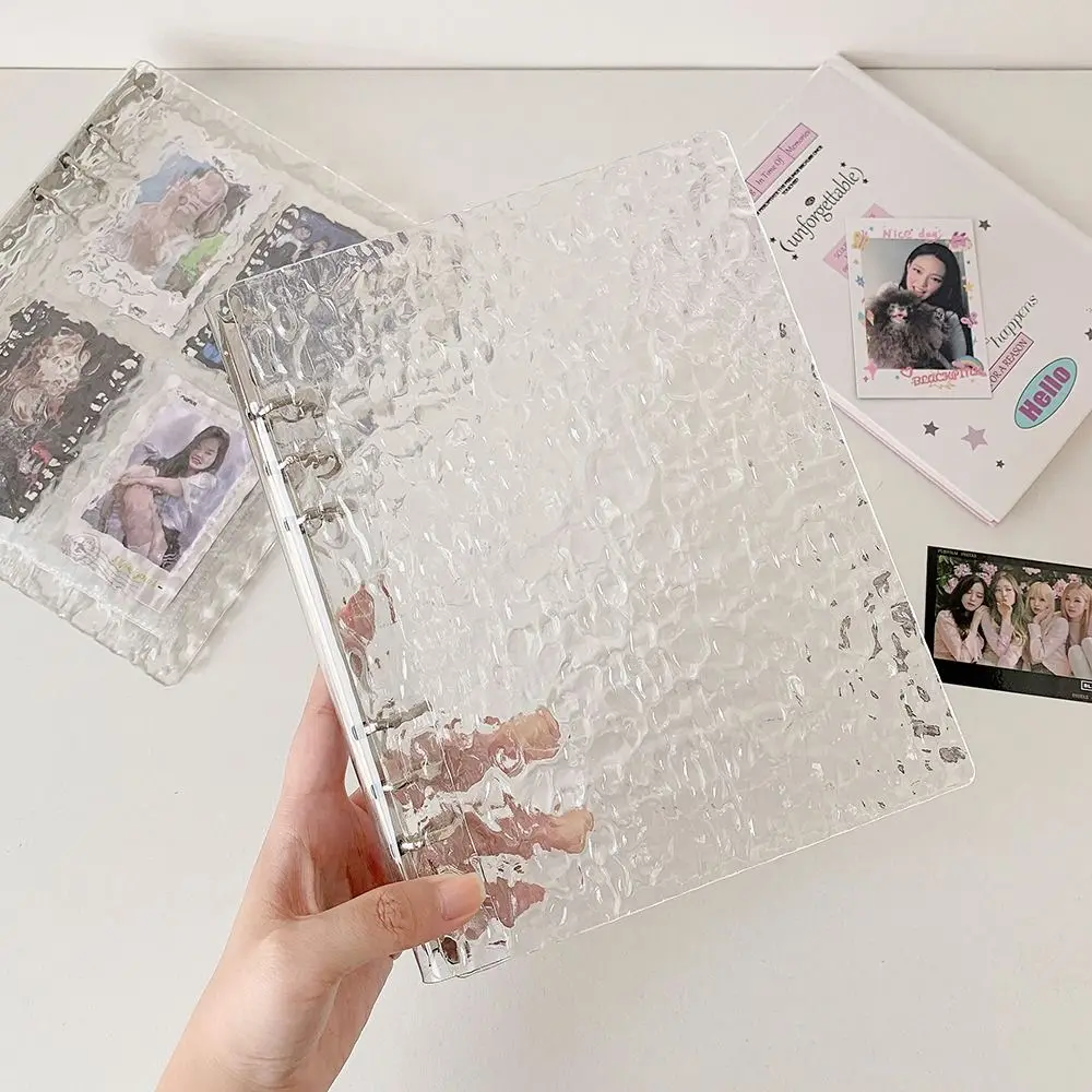 New A5/A8 Photocards Holder Water Ripple Loose Leaf Design Idol Card Collection Binder Transparent Photo Album