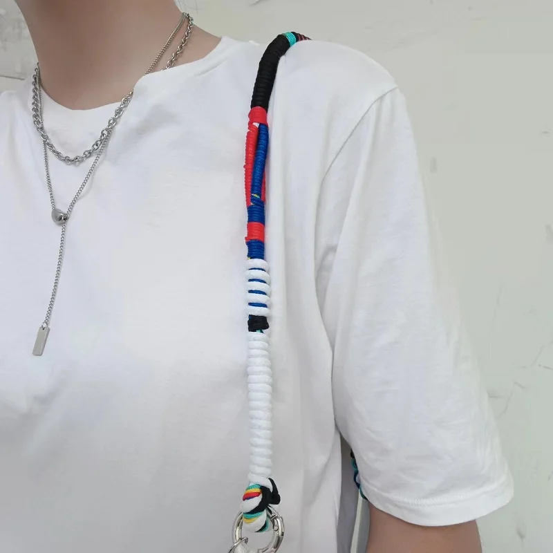 DIY Lanyard Colored Handwoven Lanyard Cotton Hand Strap Removable Belts Straps Shoulder Bag Strap Accessories