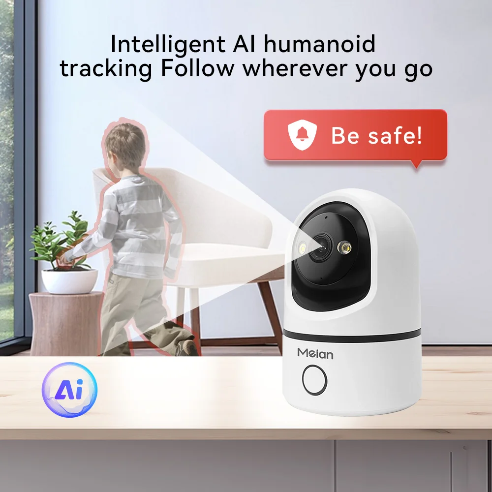 Meian 4MP WiFi PTZ Camera Home Indoor CCTV Surveillance Cameras Auto Tracking Security Protection Baby Monitor