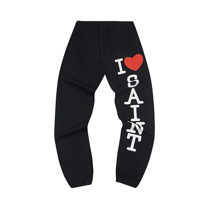 2026 New Saint Sweatpants High Street Vintage Letter Print Casual Loose Fit Men Women Casual Long Pants