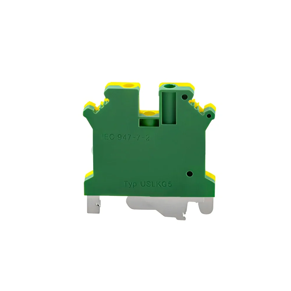 USLKG-5N 10Pcs Screw Din Rail Terminal Blocks Ground Bar Earth Universal Class Connector USLKG5N Wire Conductor