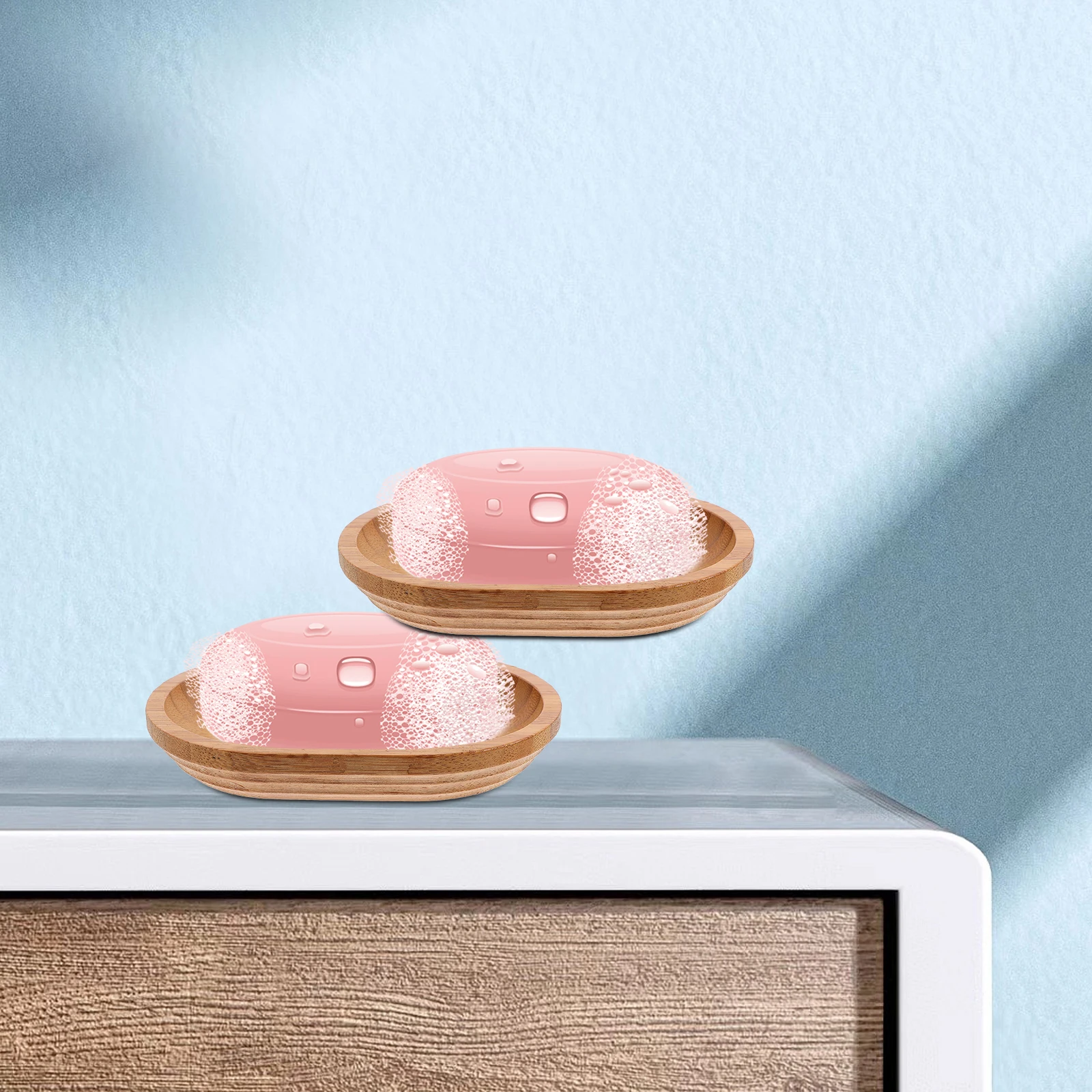 

1pc Bamboo Soap Rack Elegant Drainage Holder Bathroom Decor Sleek Design Versatile Fit Travel Bottle Bathtub of holder