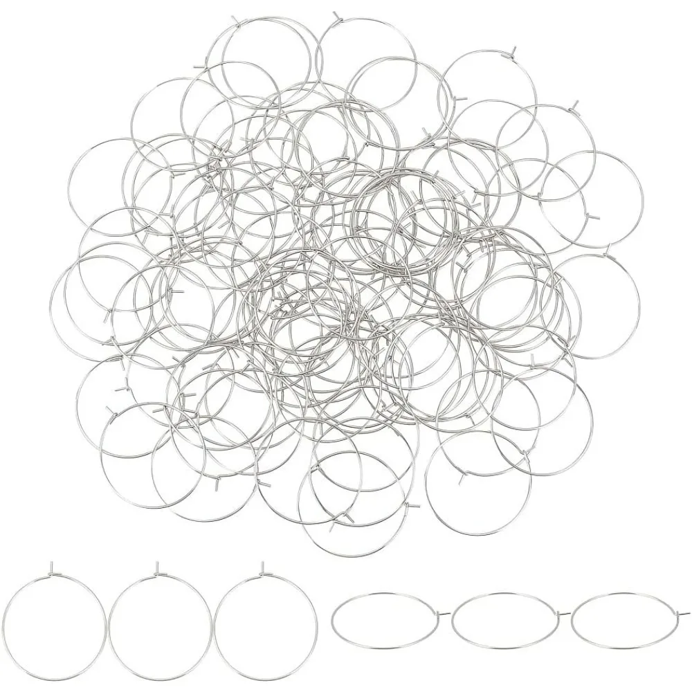 

100 шт., 30 мм, серьги-кольца с бисером, бокал для вина, подвесные кольца, серьги-кольца из нержавеющей стали, металлические серьги-кольца для DIY