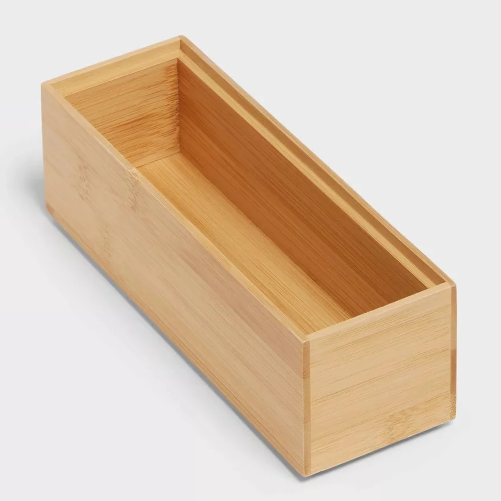 

3"x9" Kitchen Drawer Organizer,Natural Bamboo Cutlery Flatware Silverware Utensil Coffee Tray Storage Box for Cabinet Drawer