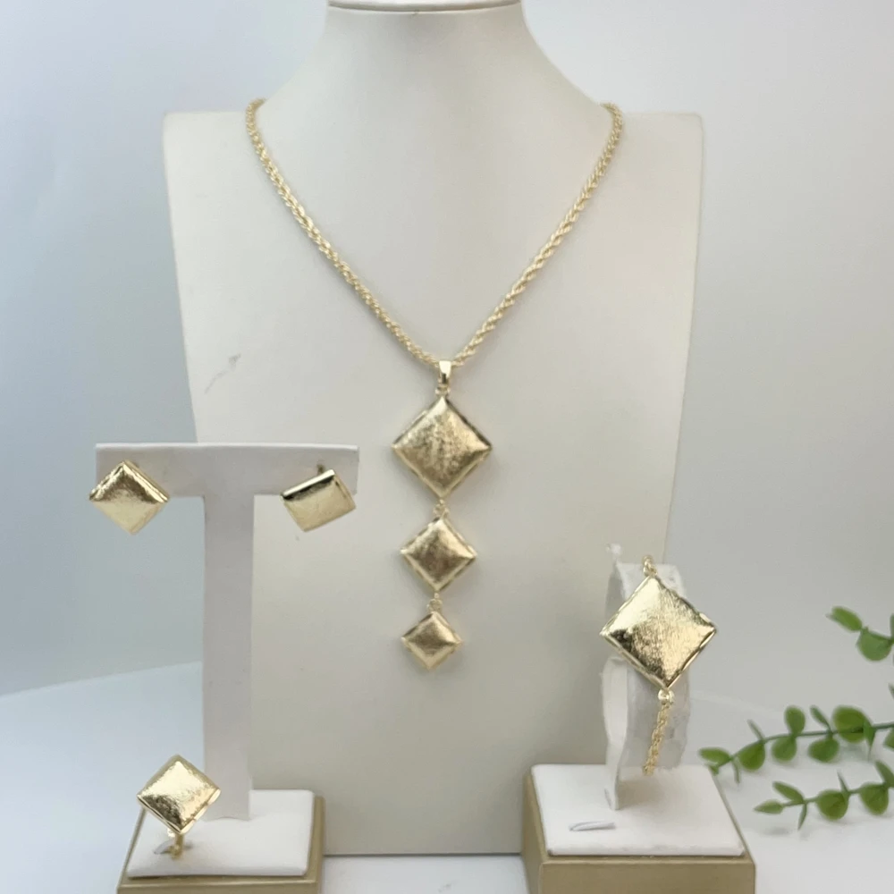 New Fashion Trendy Women Jewelry Set Brazilian Gold-Plated African Wedding Bridal Necklace Gifts FHK29704
