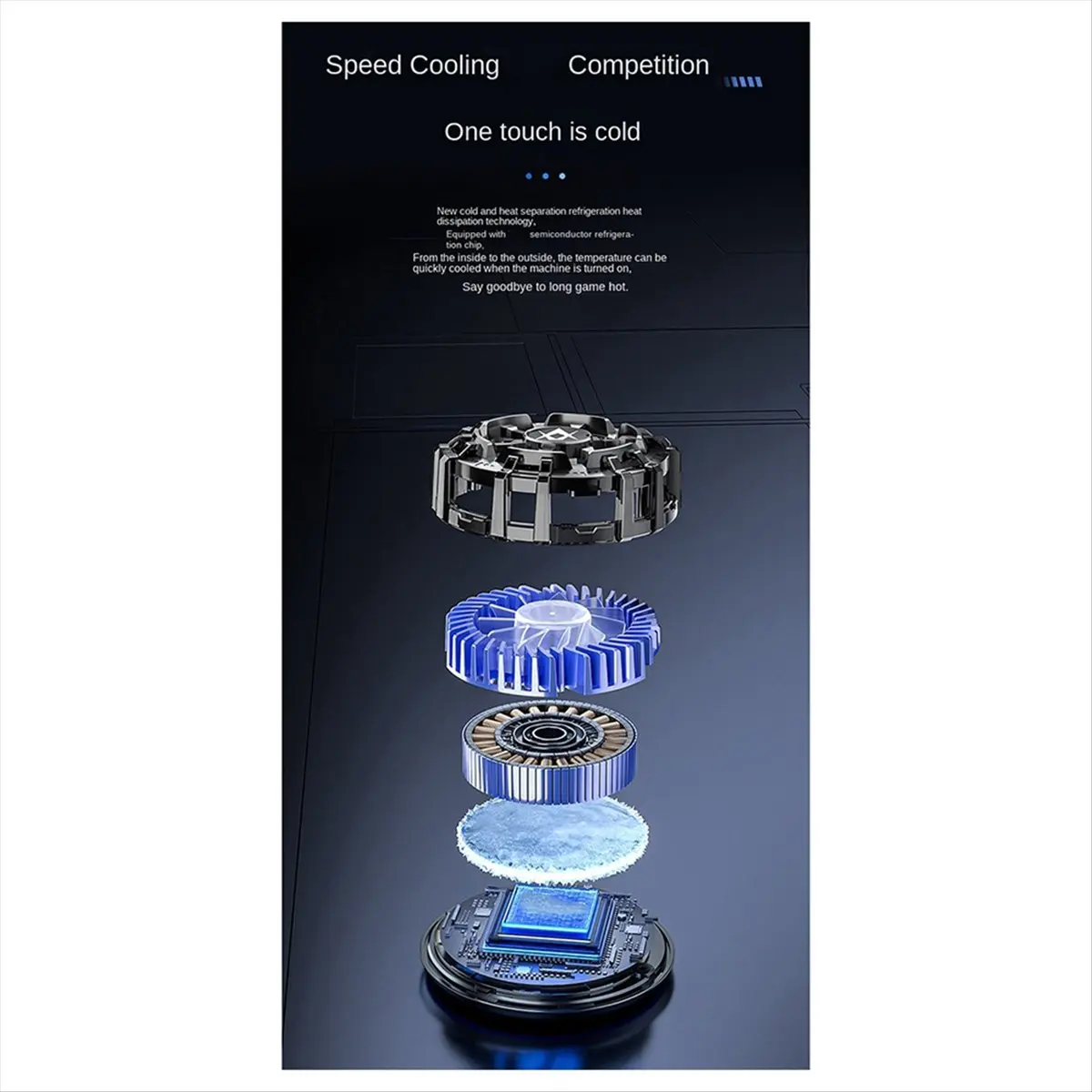 bigger Mobile Phone Cooler Magnetic/Back-Clip 2-IN-1 Semiconductor Cooling Fan Radiator RGB Lighting Effects for Phone Tablet,A