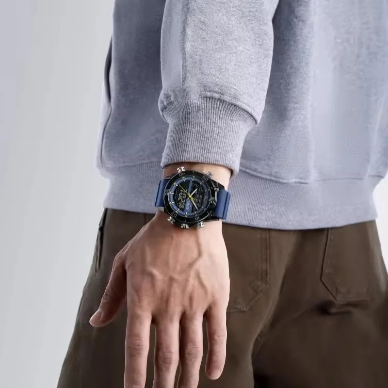 네비포스 9253T 남성용 전자 쿼츠 시계 방수 실리콘 스트랩 야광 달력 스포츠 패션 남성 시계