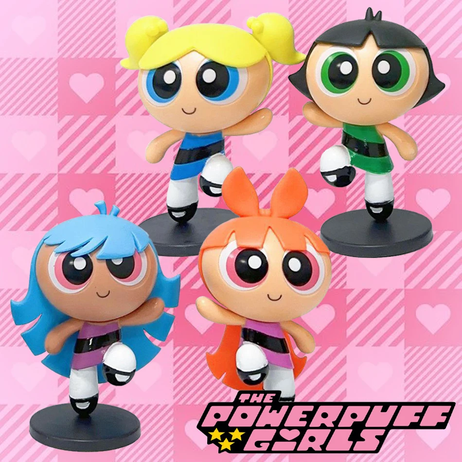 4Pcs/Set The Powerpuff Girls Blossom Bubbles Buttercup model Anime Action Figure Toys 10cm Pvc Figure Model Boys Girls Gifts