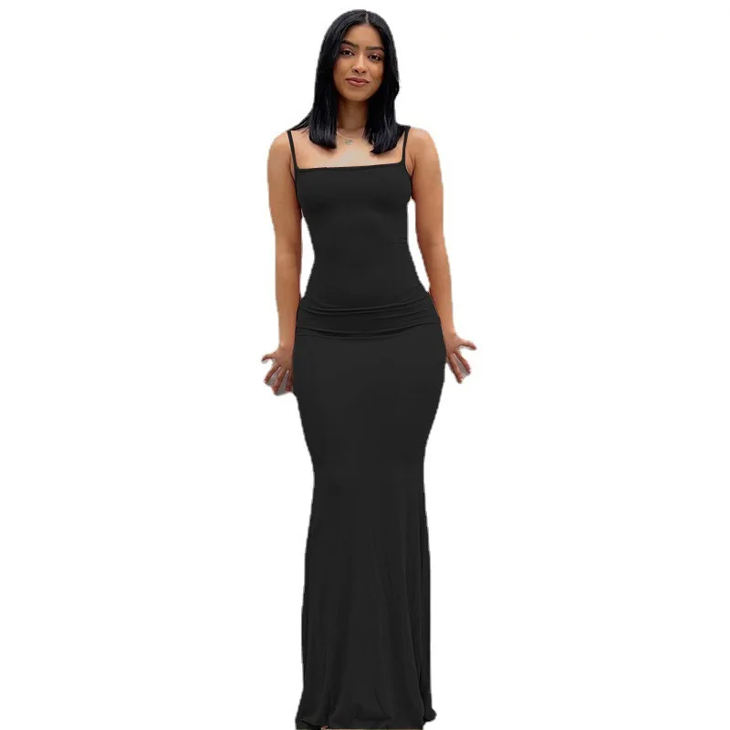2026 Spring Summer Women Party Y2K Concise Bodycon Elegant Dresses Clothing Satin Slip Sleeveless Backless Slim Sexy Maxi Dress