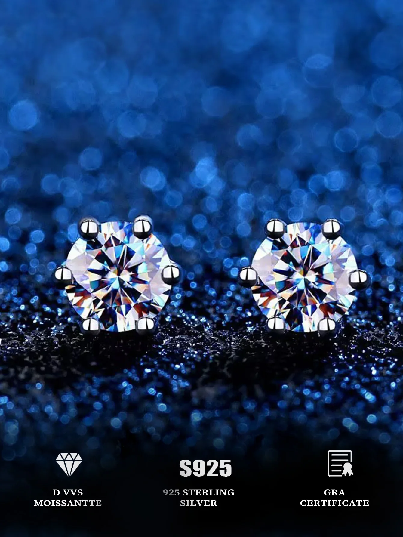 

6.5mm Six Claws Earring Moissanite Stud Earrings 925 Sterling Silver Earring for Women with Gra Certificate New 2025