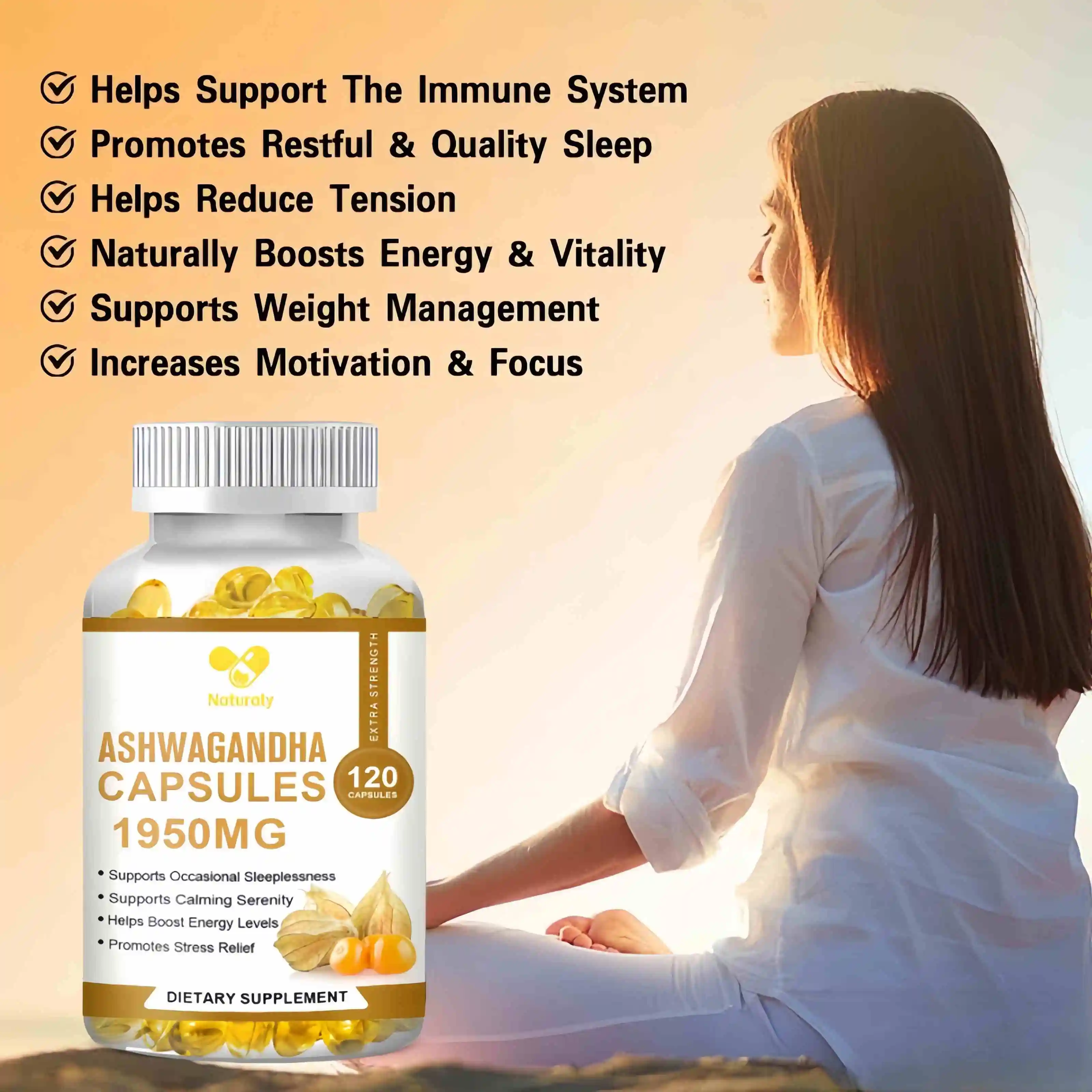 Ashwagandha Supplements Helps Relieve Stress and Anxiety, Natural Mood Support, Stress Support, Thyroid Support, Immune Health