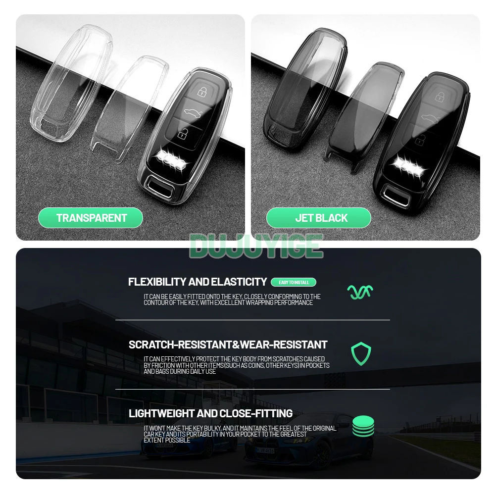 Clear TPU Car Key Case For Audi A3 S3 A6 S6 A8 S8 A7 S7 Q7 Q8/Q4 E-Tron Key Fob Cover Protector Shell Auto Accessories