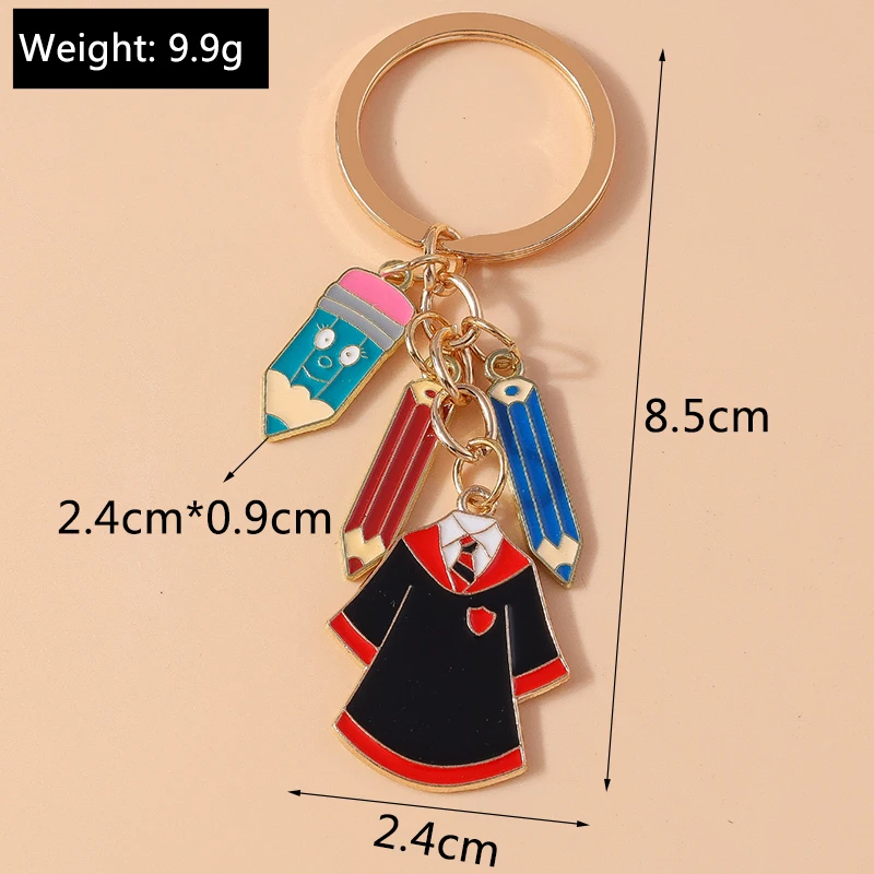 سلسلة مفاتيح فستان أكاديمية إبداعية للرجال والنساء ، حلقة مفاتيح بقلم رصاص ، قلادة حقيبة يد ذاتية الصنع ، حفل تخرج ، هدية مجوهرات