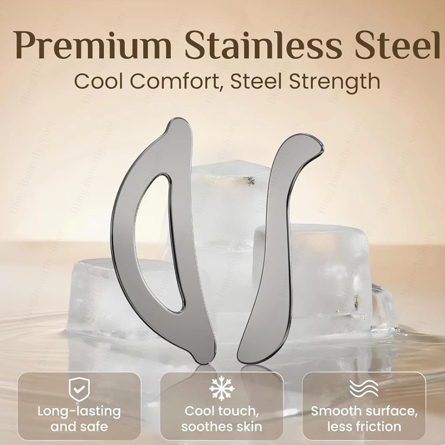Muscle Scraper Tool Stainless Steel Gua Sha for Physical Therapy & Deep Tissue Massage Body Gua Sha Tools with Travel Pouch