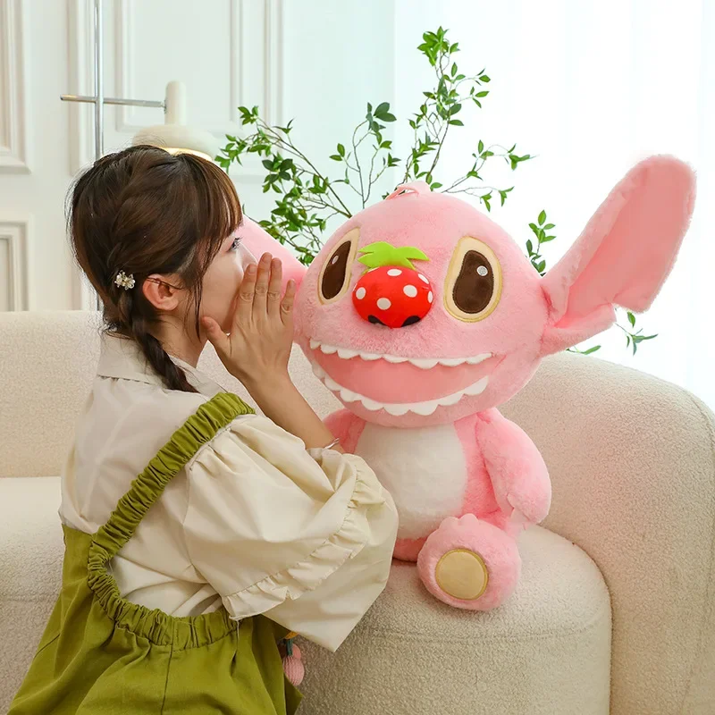 25/50cm Disney Strawberry Lilo and Stitch Plush Toys Pink Anime Plushie Pillow Stich Dolls Soft Stuffed Children's Birthday Gift