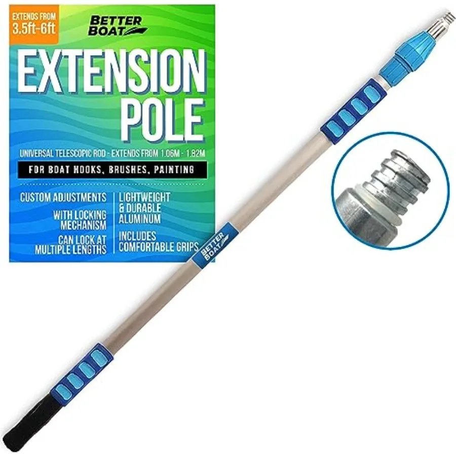 

Extension Pole, Telescoping Rod, -6 Extendable Deck Brush Handle, Boat Hook, Painter's Stick, 3/4" Universal End, Twist Lock, f
