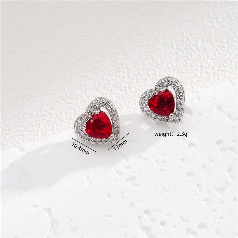 High Grade Heart Zircon Jewelry Sets Stainless Steel Chains Cute Geometric Pendant Necklace Earrings Gifts For Women Girls