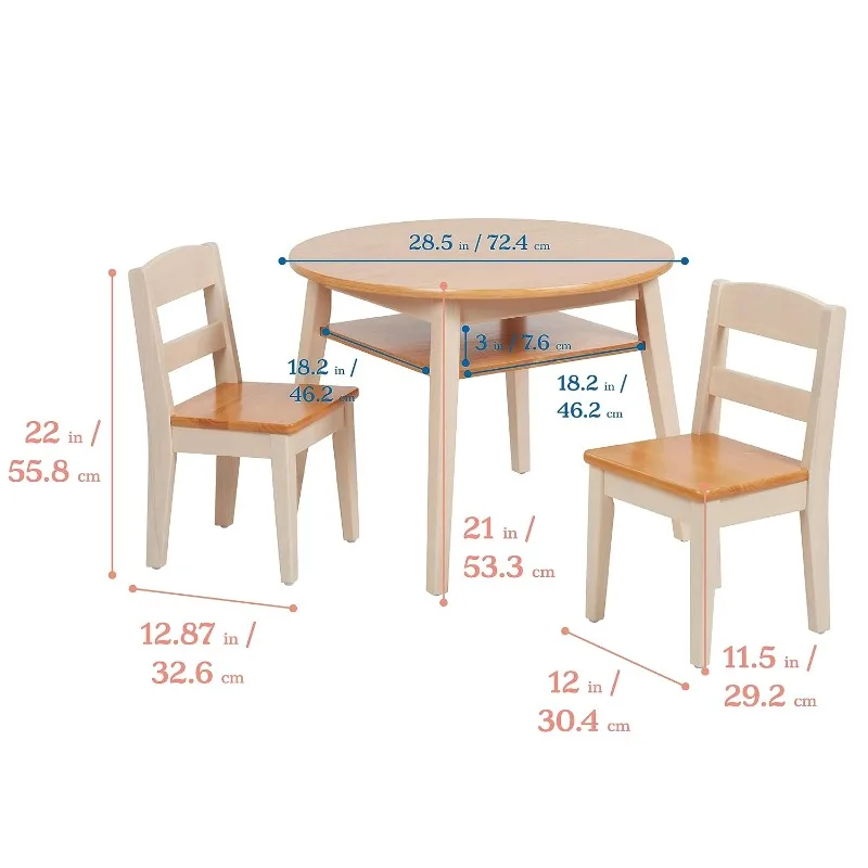 Hideaway Table and Chair Set, Kids Furniture,3-Piece