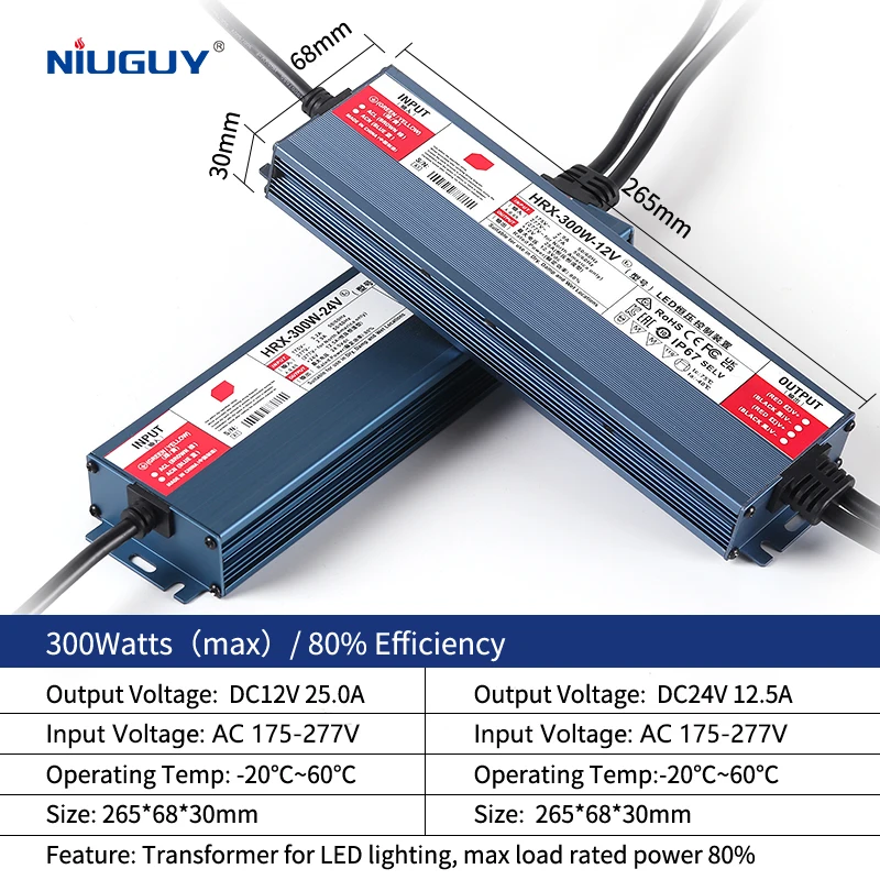 AC/DC Wasserdichtes Beleuchtungsnetzteil IP67 12V 24V Outdoor LED-Treiber 600W 500W 400W 300W 200W 100W Transformator-Netzteil
