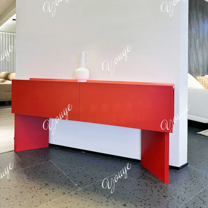 XM Italian Light Luxury Foyer Table Red Entrance Cabinet Modern Minimalist Designer Sideboard Storage Cabinet