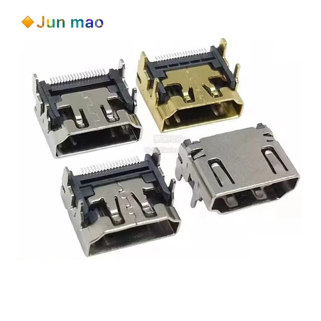 10PCS HDMI interface patch nickel/gold plated copper shell interface socket high-definition socket 19P HDMI socket