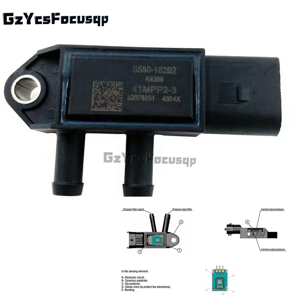 

Оригинальный датчик давления воздуха на впускном коллекторе DPF S550-182B2 S550182B2 41MPP2-3 для Mazda