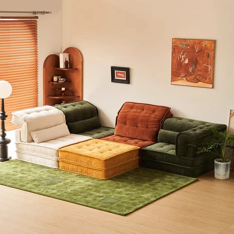 Fabric lazy single module sofa, living room small apartment tofu block sofa bed, Rochburg combination