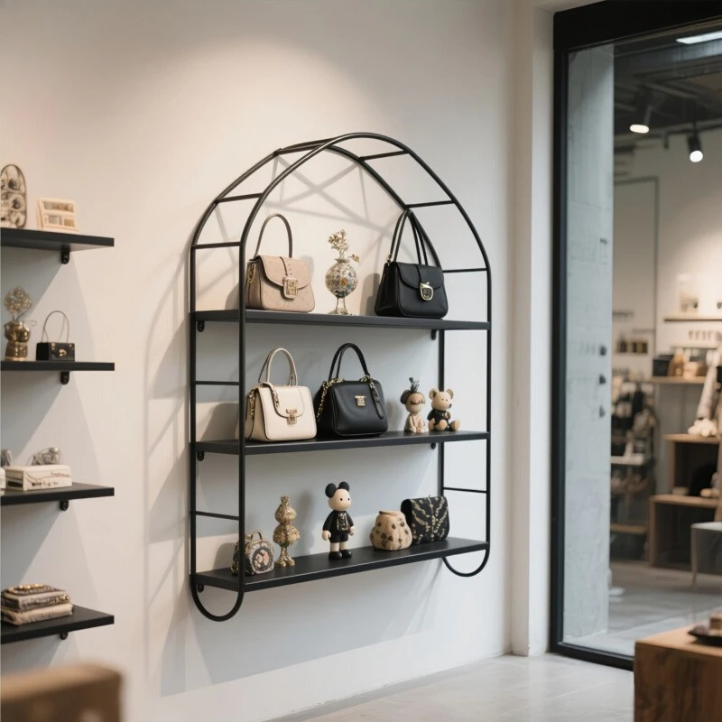 

Women's clothing store wall display rack, shoe bag rack, shoe cabinet, multi-layer shelf, wall hanging shopping mall display cab