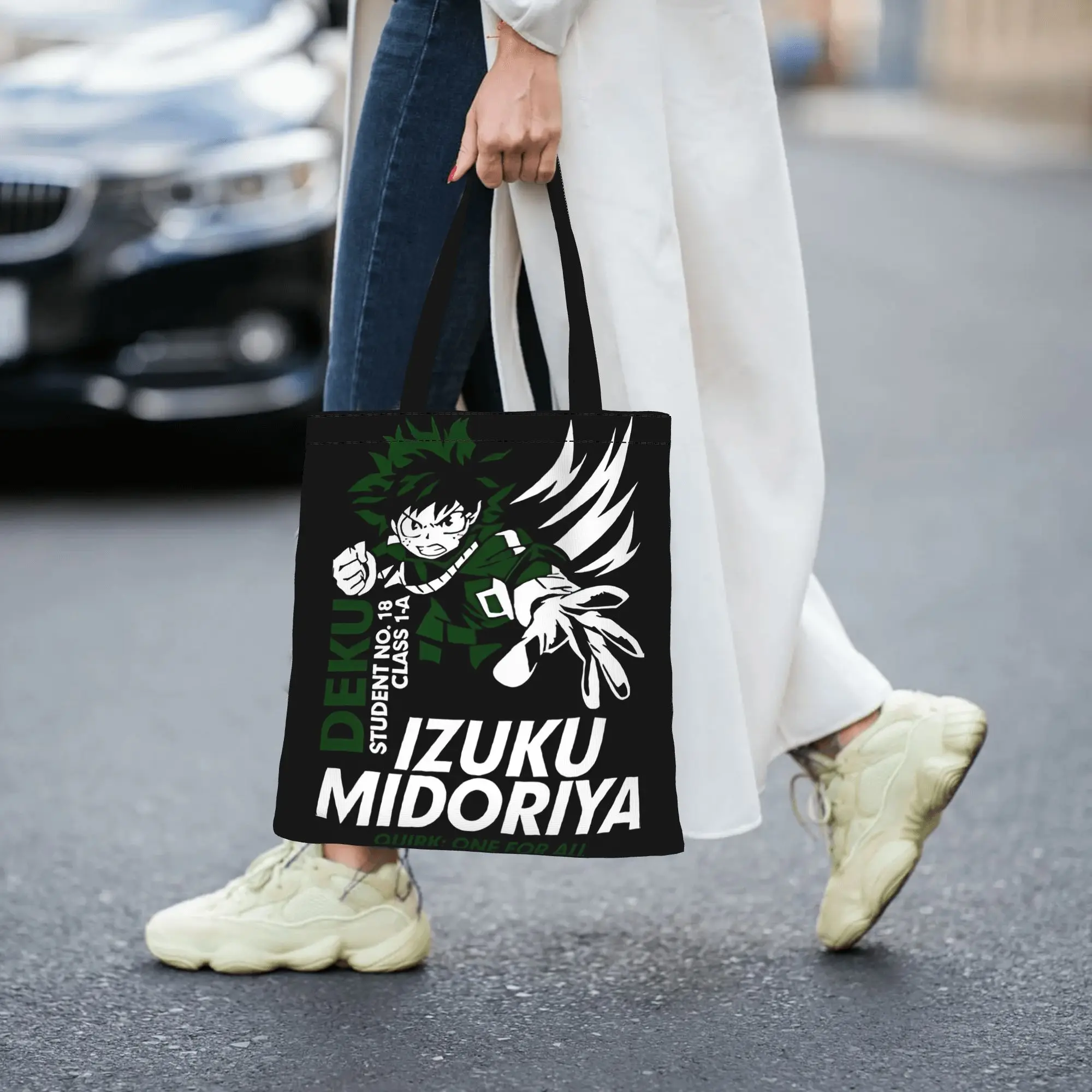 Bags for woman 2026 Daily commute Large Capacity Green Dark Hero  My Hero Academia Canvas Tote Bag Foldable Chic Pattern Gifts