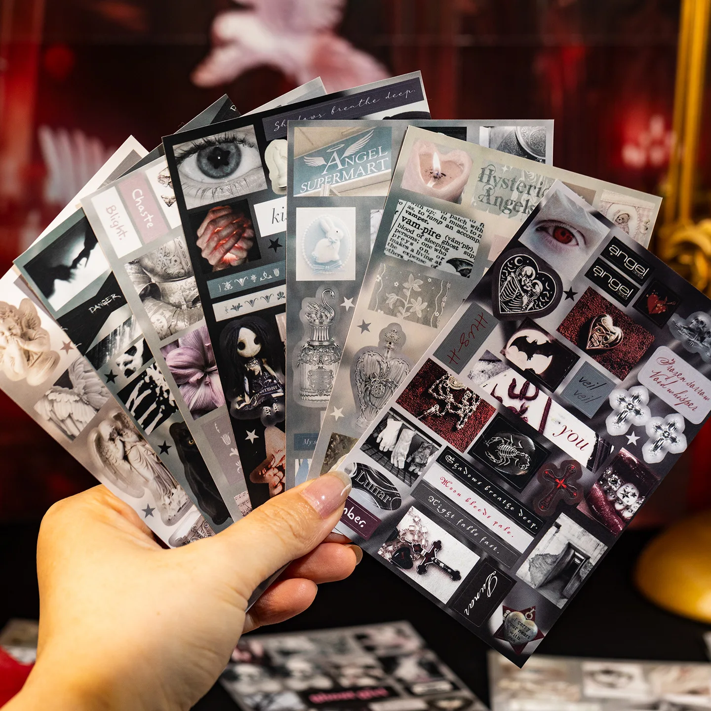 20pcs Retro Gothic style Sticker Book, Day and Night Poetry Collection, Handbooks, Notebooks, Decorative Stickers image 5