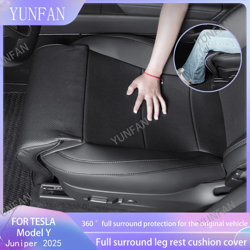 

For Tesla ModelY Juniper2025 Seat Extender Leg Cushion Driver and Co pilot Leather Leg Support Mat Memory Foam Cars Seats Cover