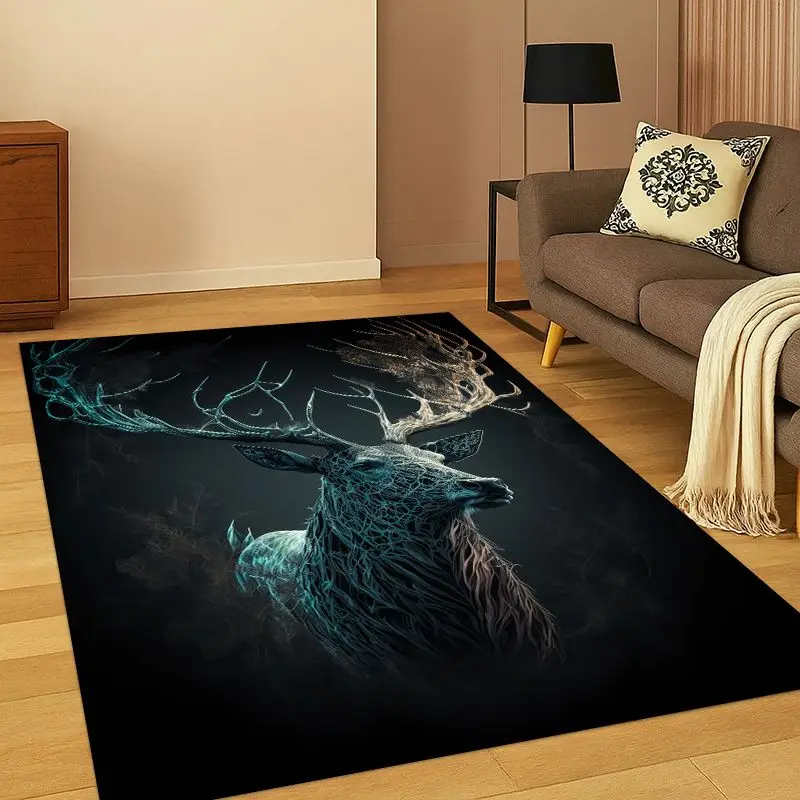 Dreamy Cute Deer Elk Cartoon Carpet Rug for Bedroom Living Room Sofa Playroom Doormat Home Decor,Kid Game Area Rug Non-slip Gift - view 5