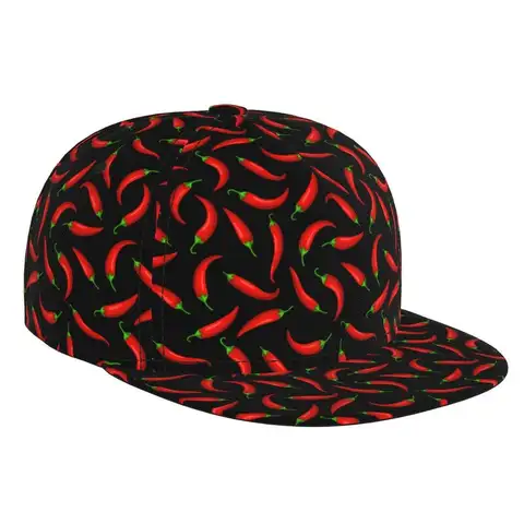 Red Chili Pepper Print Baseball Cap for Men Women Fashion Flat Bill Hats Adjustable Snapback Hat Trucker Hat