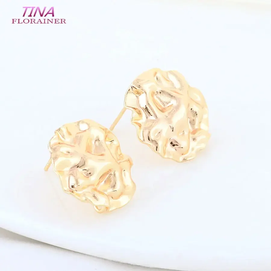 6PCS 18.5*19MM 14K Gold Color Plated Brass Irregularity Stud Earrings High Quality Diy DIY Jewelry Making Finding Accessories