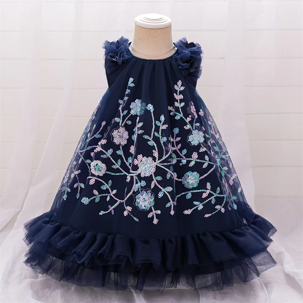 Sequin Flower Girls Party Dresses Fluffy Tulle Evening Birthday Princess Prom Dress for Kids Elegant Wedding Bridemaid Costumes