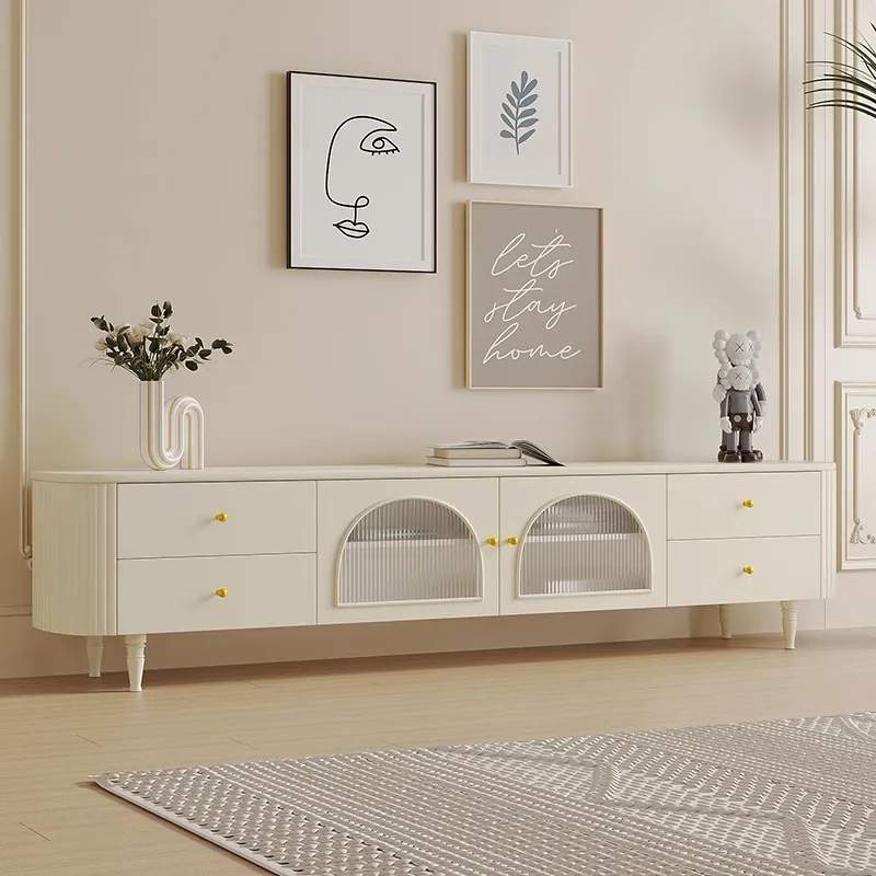 

French Style TV Cabinet for Living Room Furniture Made of Natural Wood with A Retro and Simple Design TV Cabinet Storage