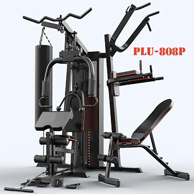 Multi-functional integrated trainer home large combination set three stand commercial big bird squat weight rack 3 Stations