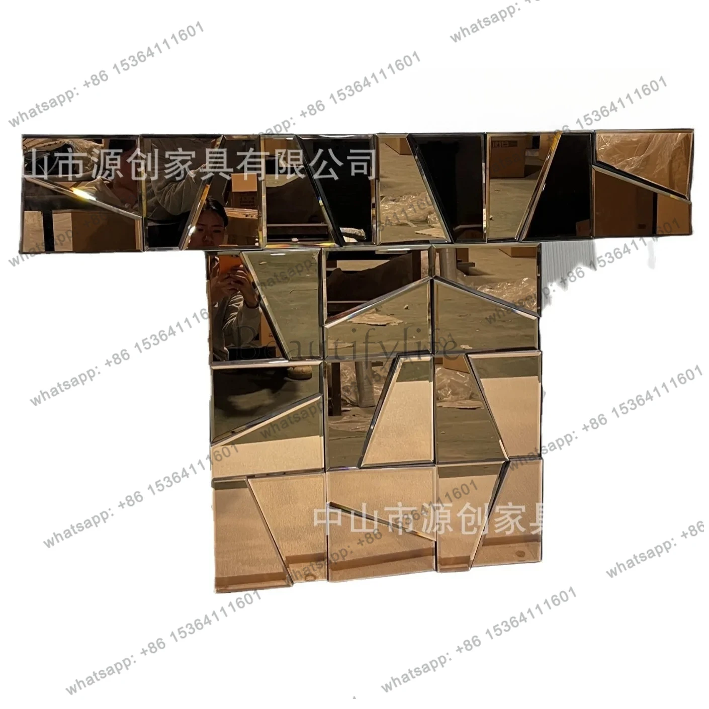 Modern simple mirror furniture, entrance table, entrance platform, European-style strip case partition, view platform mirror
